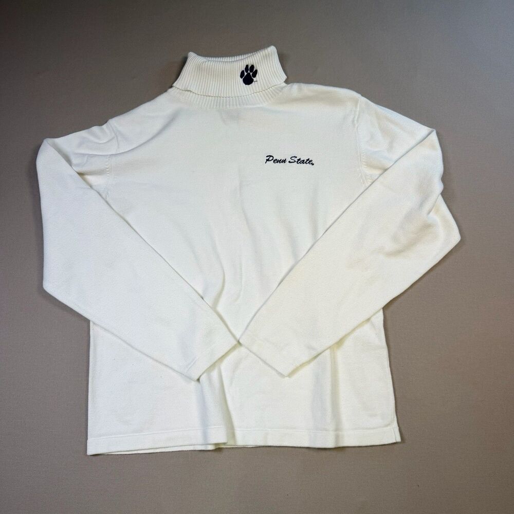 Vintage 90s Woolrich Penn State Turtleneck Womens M White Embroidered PSU